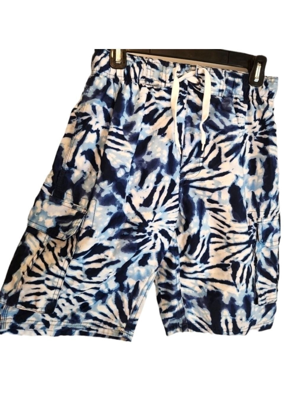 Men's Swim Trunks By Kanu Surr Sz: Small, blue white tie dye, pockets,  summer !